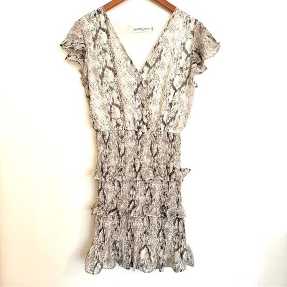 Pants Store Snakeskin Smocked Ruffle Fitted Mini Dress Size Medium